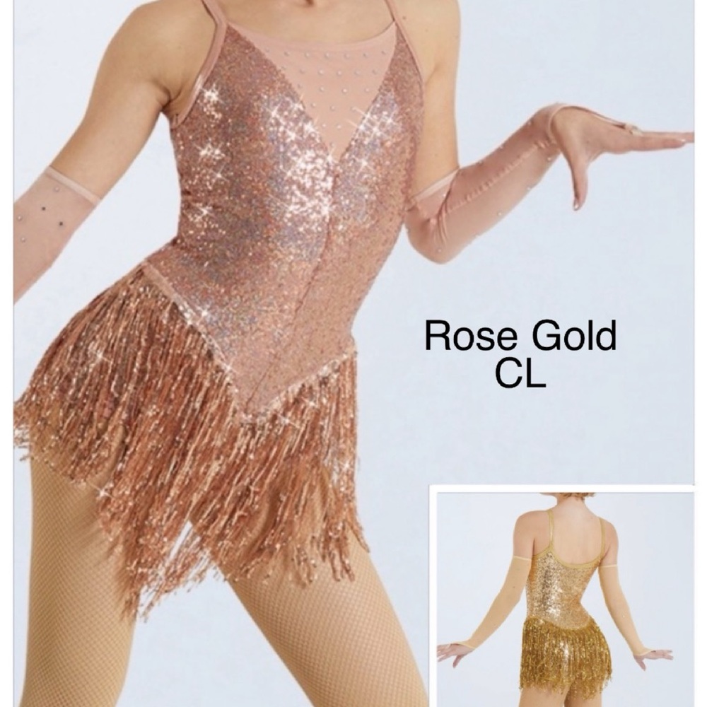 Rose Gold fringe costume CL